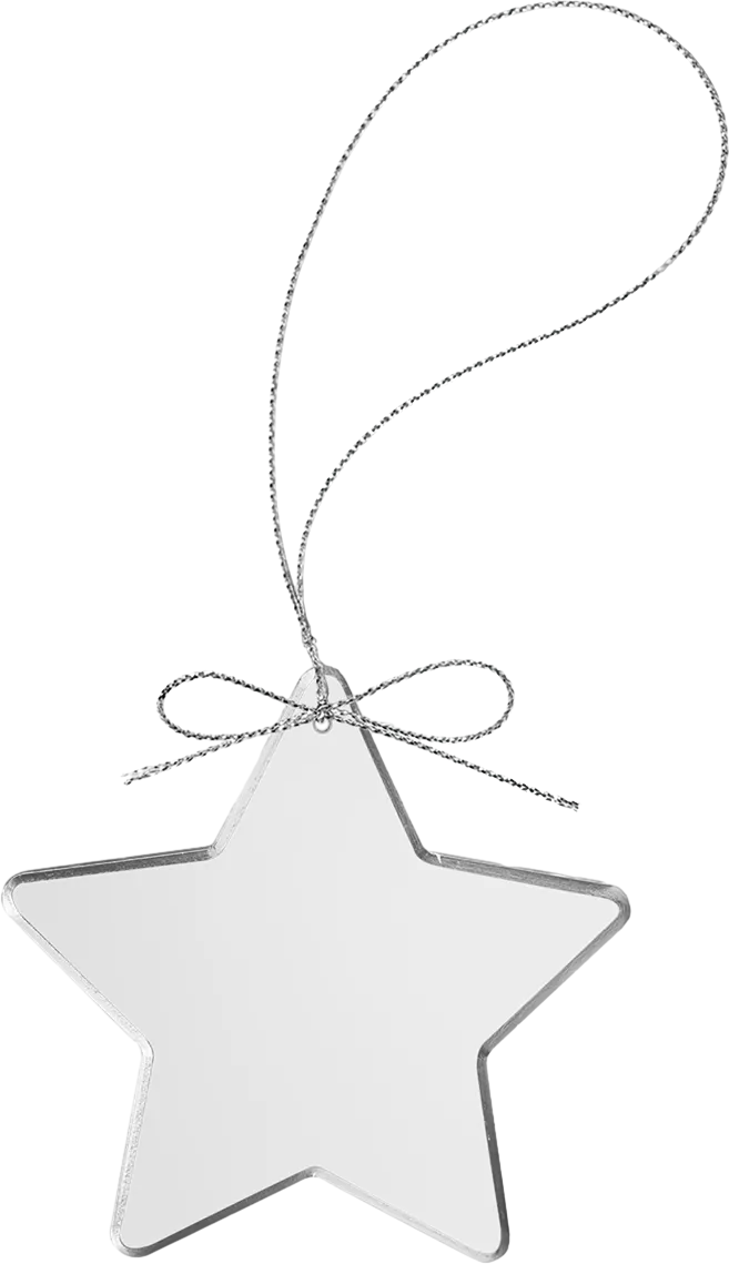 3 1/4" Clear Star Glass Ornament with Silver String