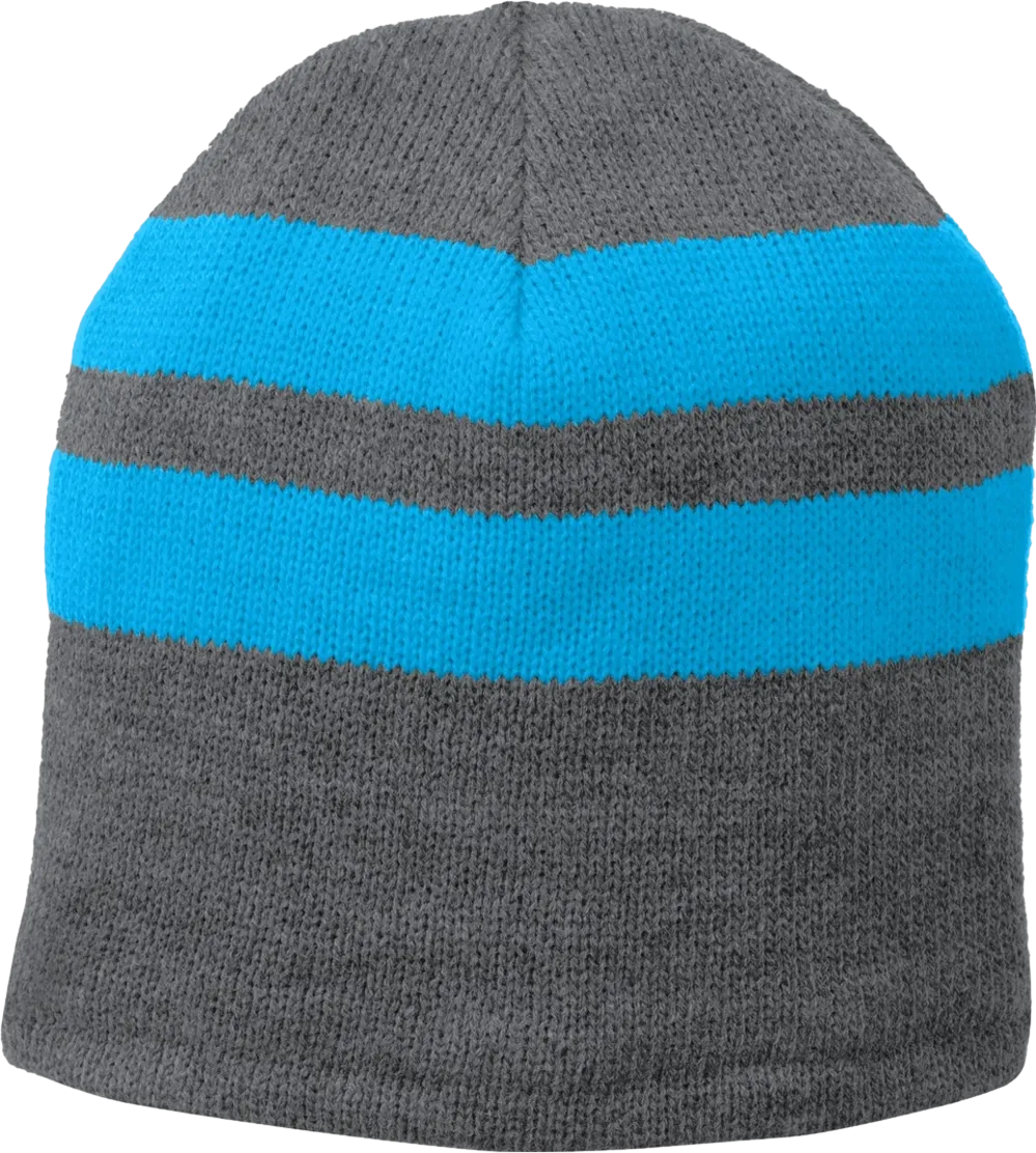 Fleece-Lined Striped Beanie Cap