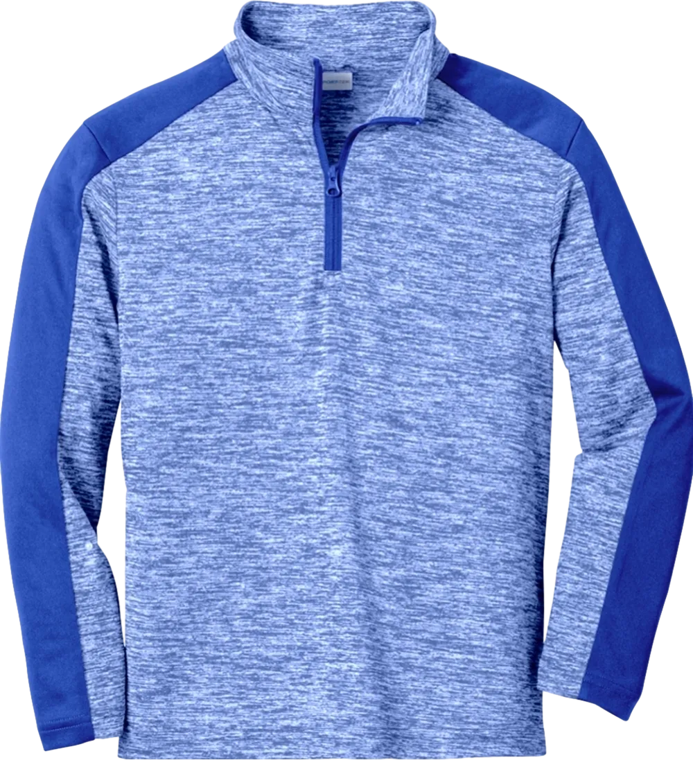 Youth PosiCharge Electric Heather Colorblock 1/4-Zip Pullover
