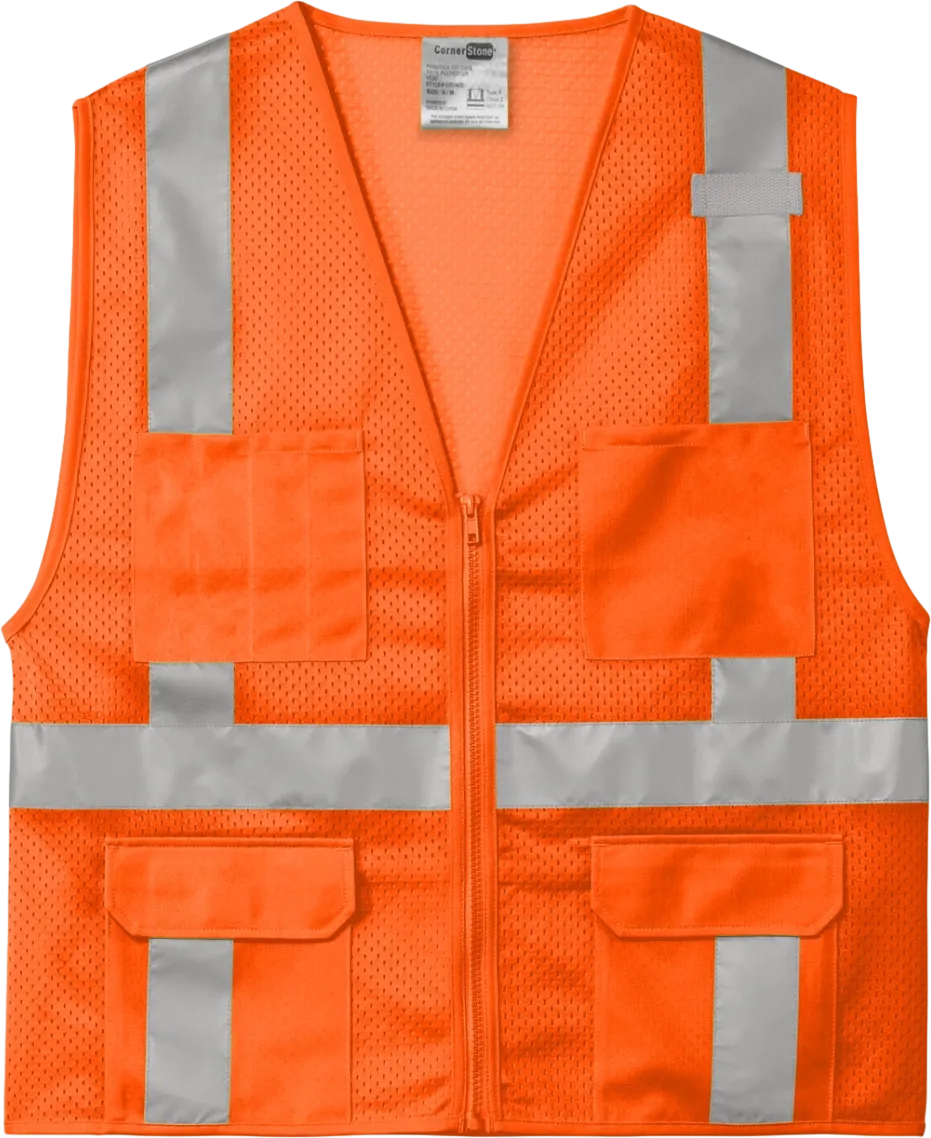 ANSI 107 Class 2 Mesh Six-Pocket Zippered Vest