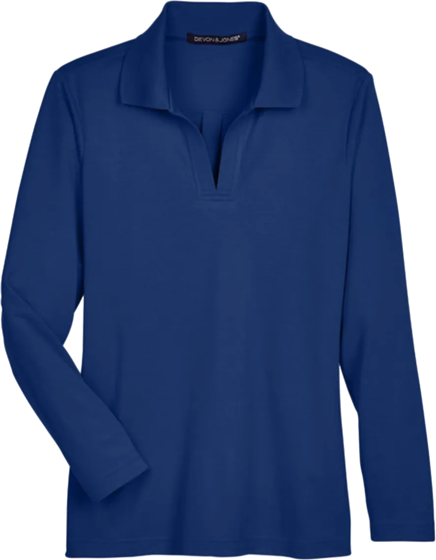 CrownLux Performance Ladies' Plaited Long Sleeve Polo