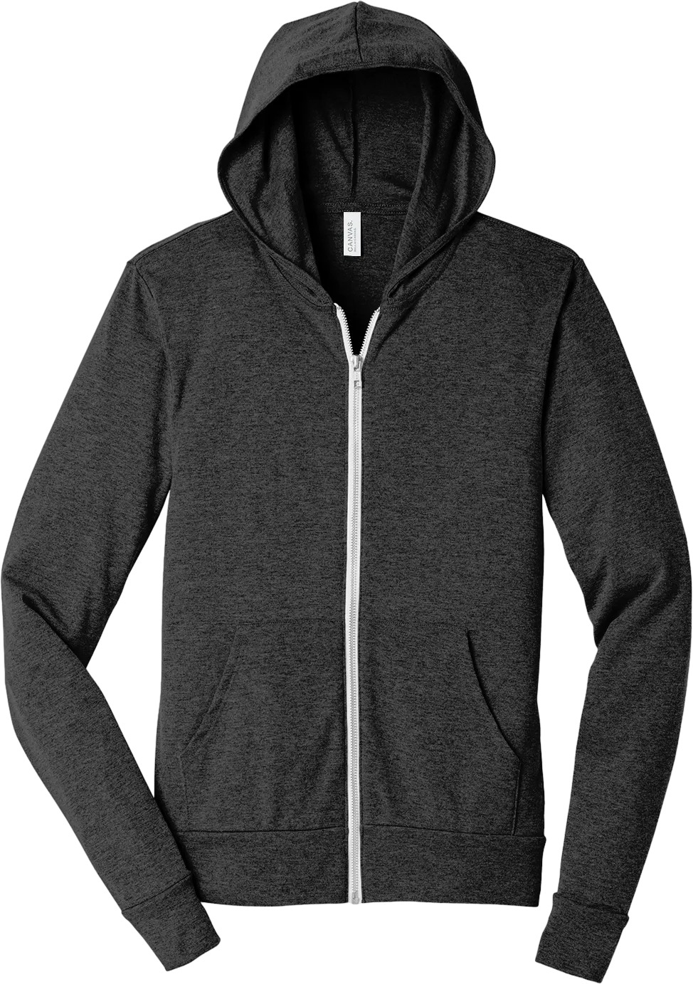 Triblend Lightweight Full-Zip Hooded Long Sleeve Tee
