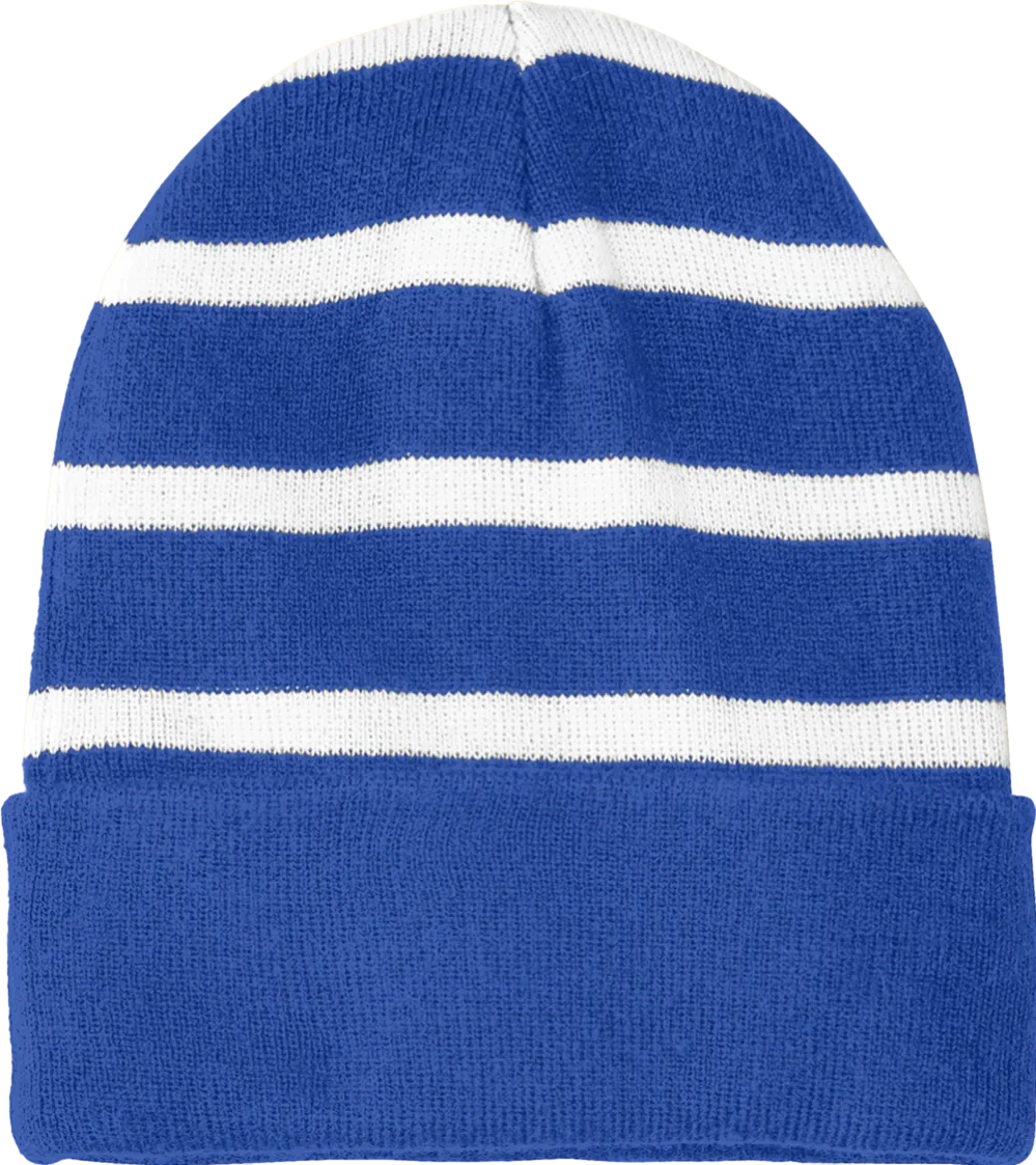 Striped Beanie with Solid Band