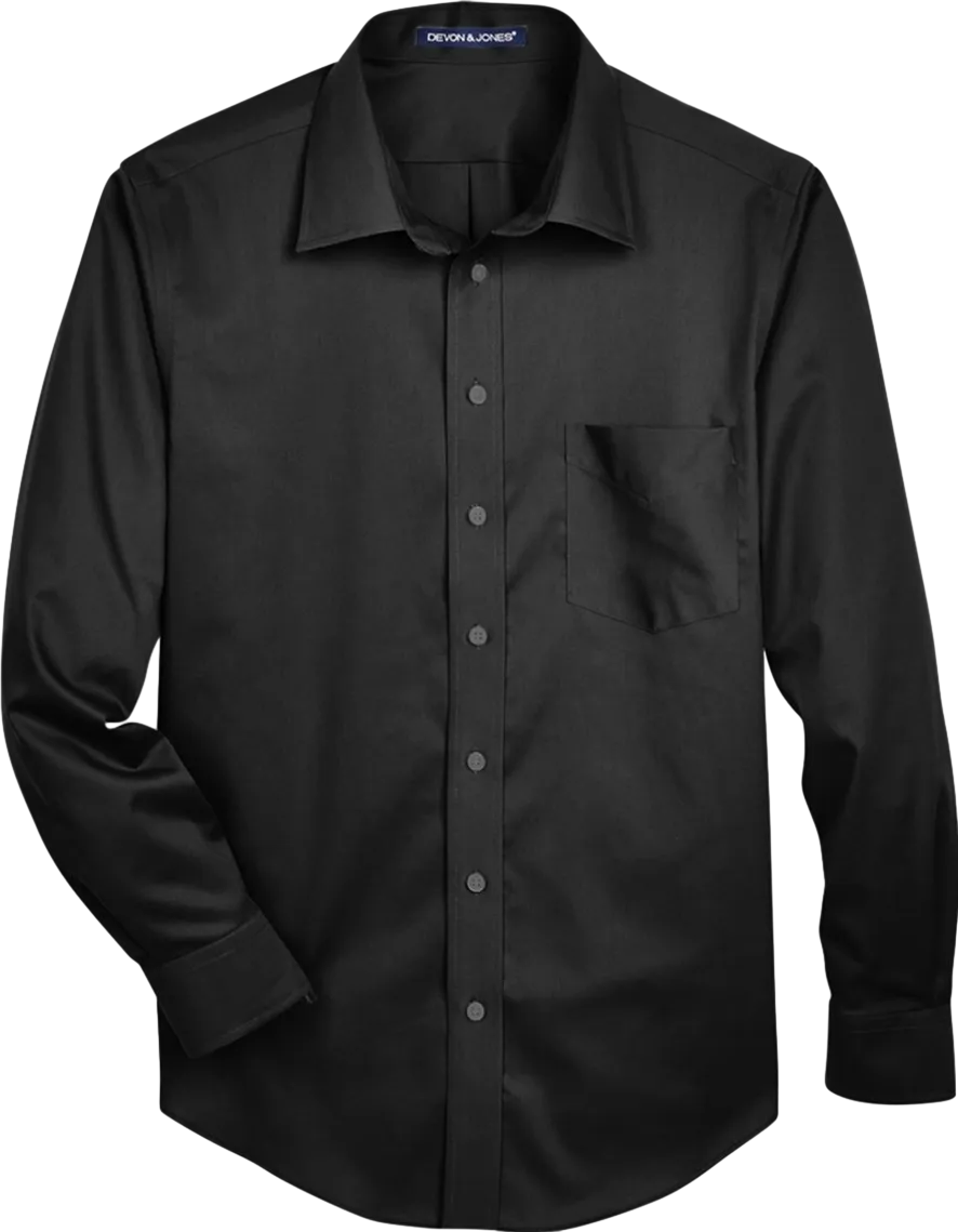 Men's Tall Crown Collection Solid Stretch Twill Woven Dress Shirt