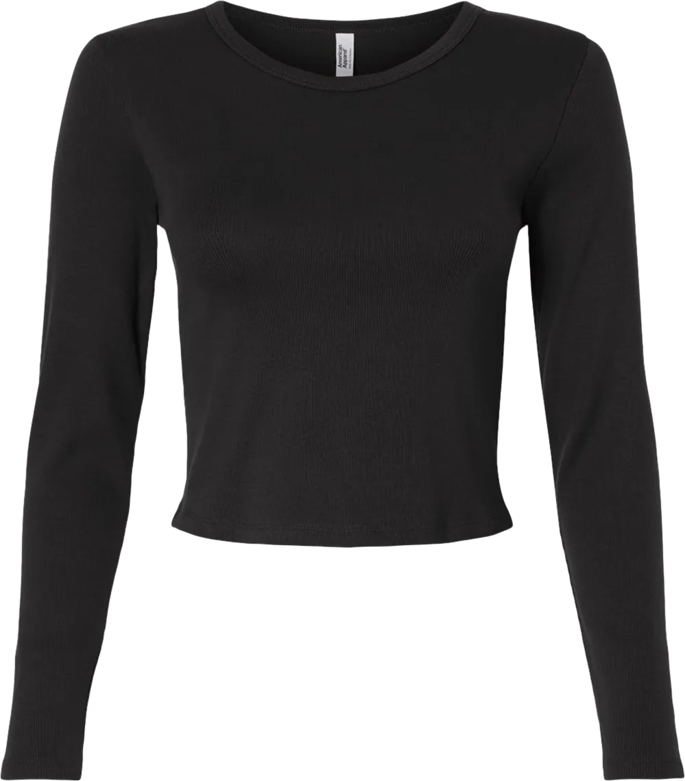 American Apparel Women's Baby Rib Long Sleeve Cropped Tee