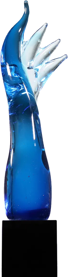 17" Blue Aspire Art Glass