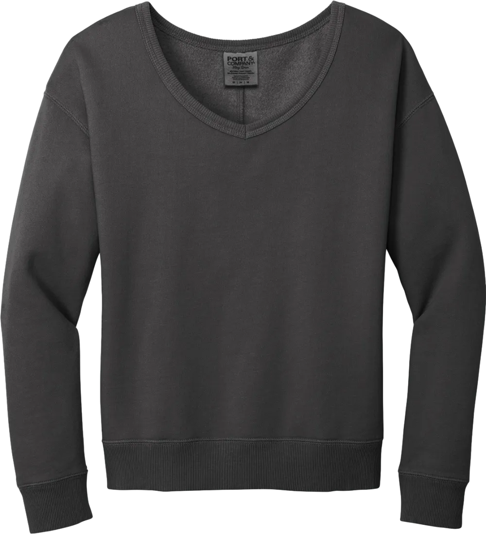 Women's Beach Wash Garment-Dyed V-Neck Sweatshirt
