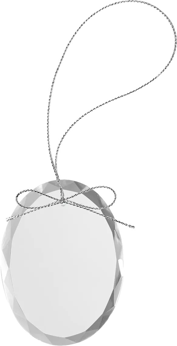 3 1/4" Clear Oval Glass Ornament with Silver String