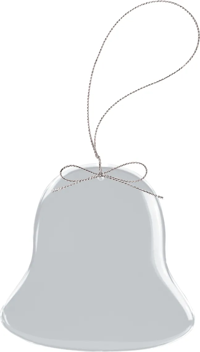 3" Clear Bell Glass Ornament with Silver String