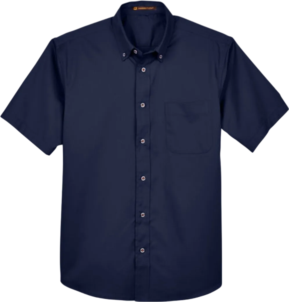 Harriton Men's Easy Blend Short-Sleeve Twill Shirt with Stain-Release