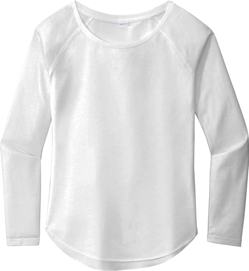Ladies PosiCharge Long Sleeve Tri-Blend Wicking Scoop Neck Raglan Tee