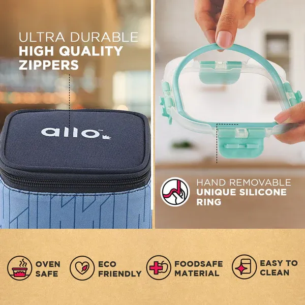310ml x 3 Allo FoodSafe Microwave Oven Safe Glass Lunch box