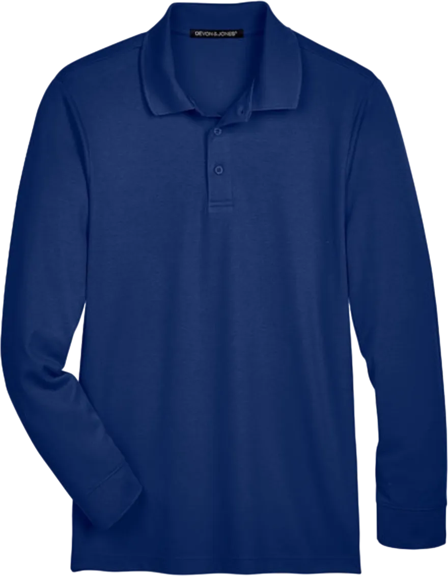 CrownLux Performance Men's Plaited Long Sleeve Polo