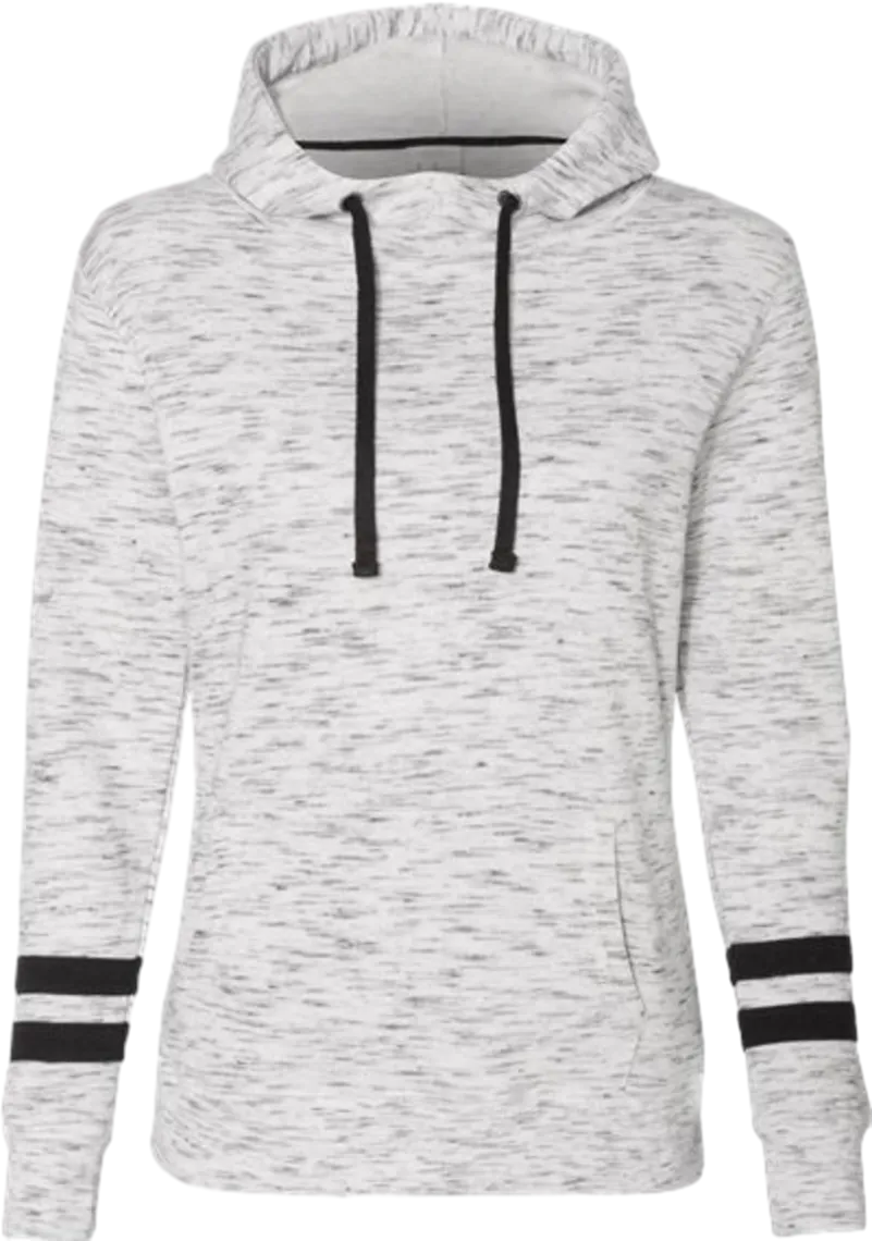 Women's Mélange Fleece Striped-Sleeve Hooded Sweatshirt
