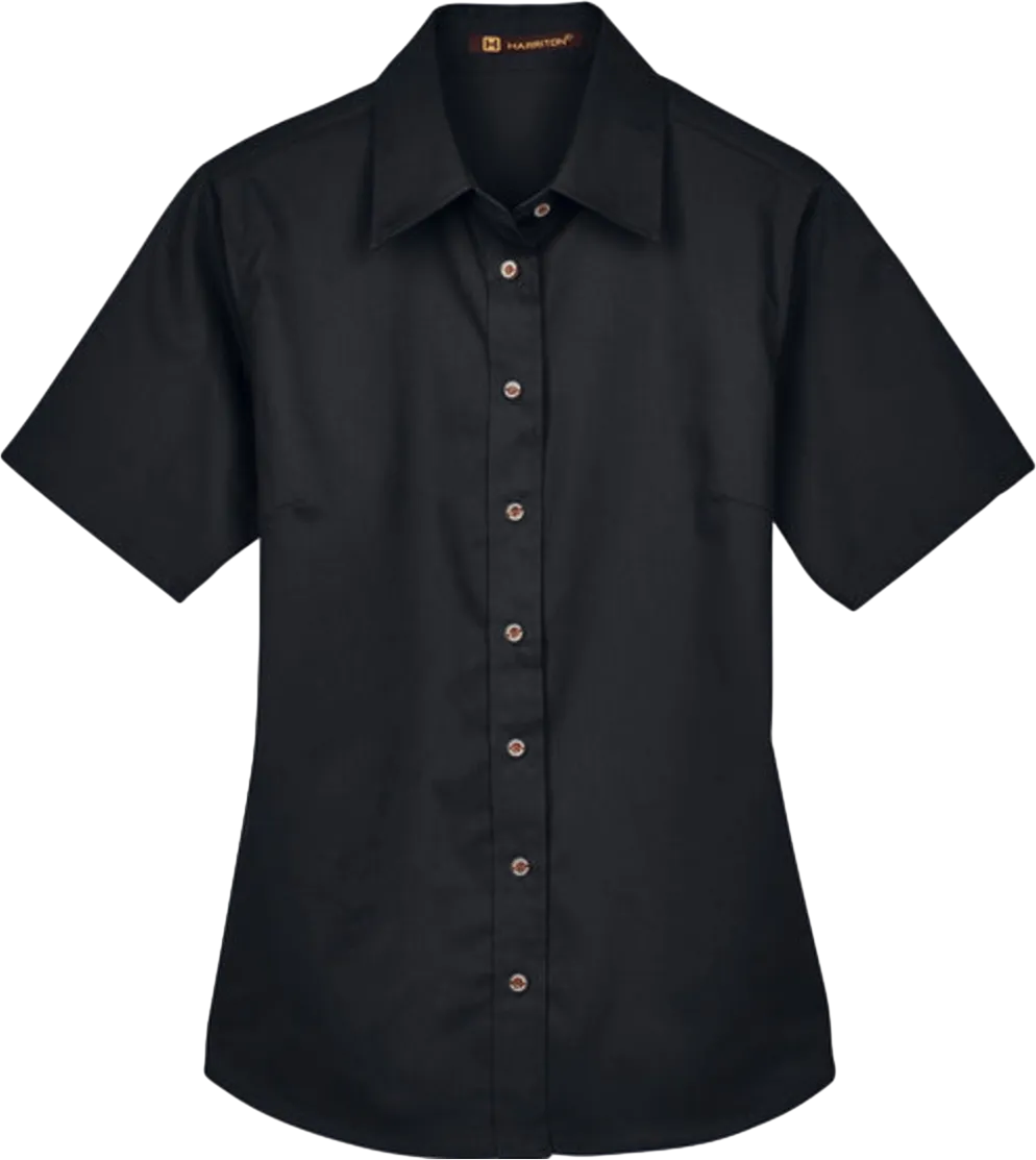 Ladies' Easy Blend Short-Sleeve Twill Shirt with Stain-Release