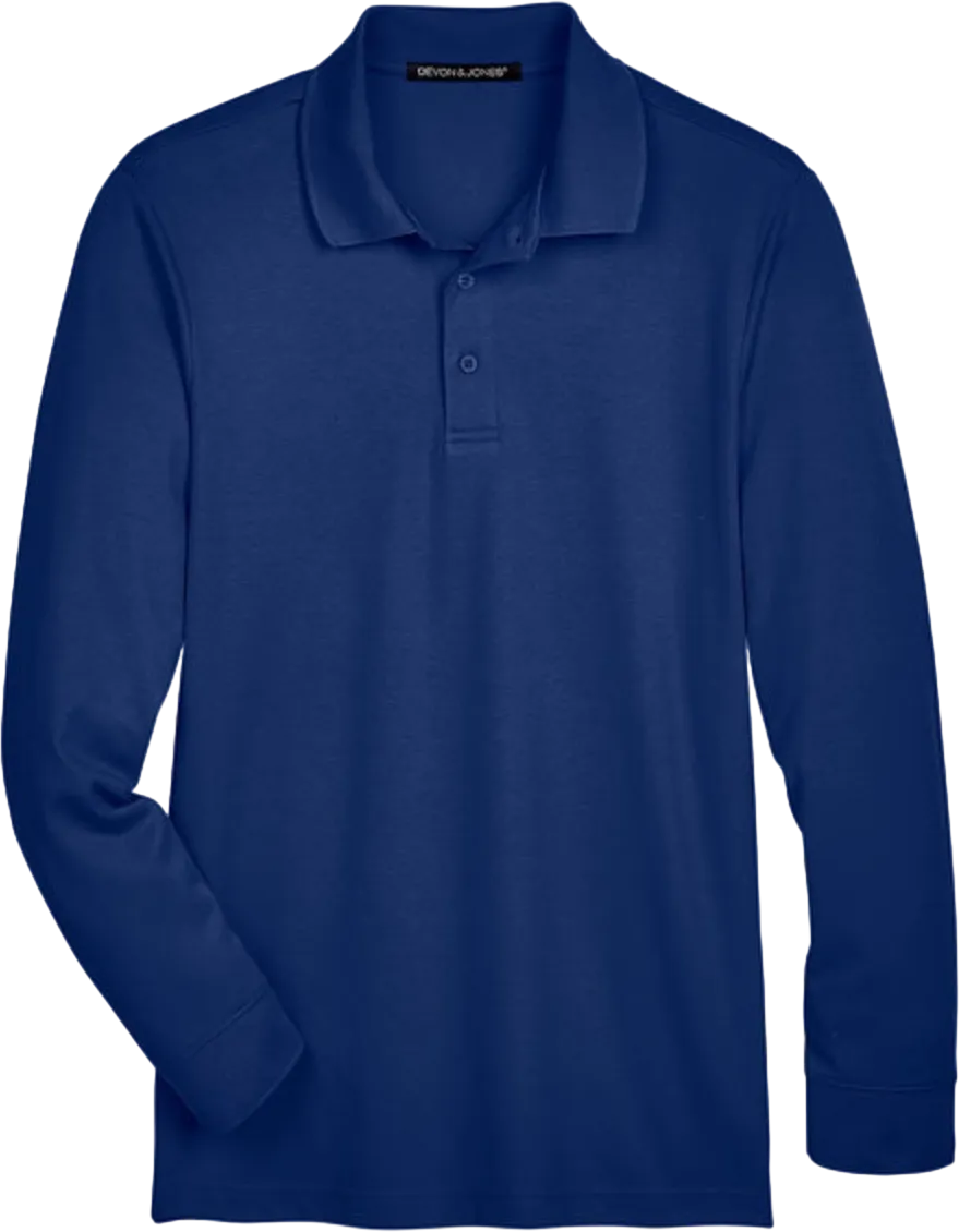 CrownLux Performance Men's Tall Plaited Long Sleeve Polo