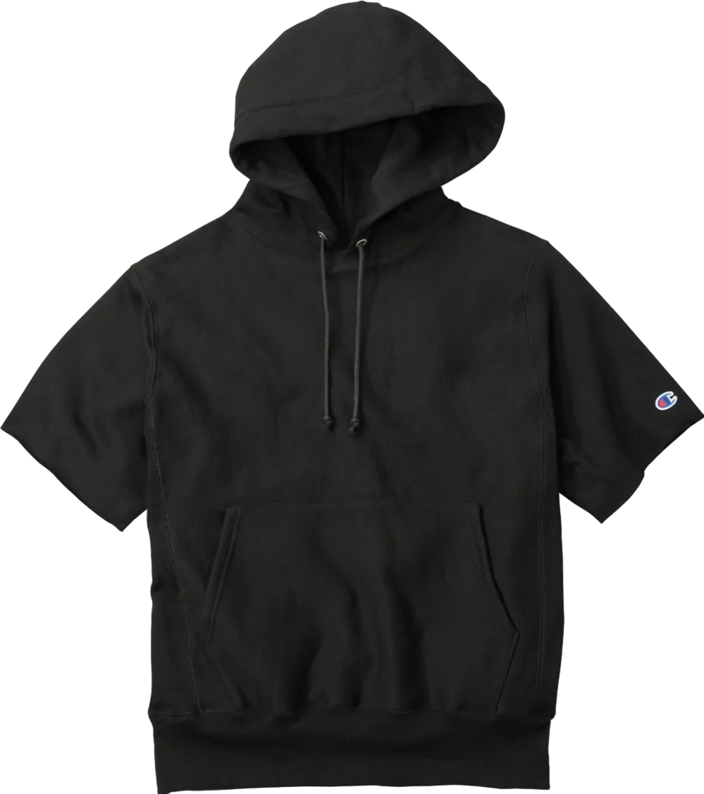 Reverse Weave Short Sleeve Hooded Sweatshirt