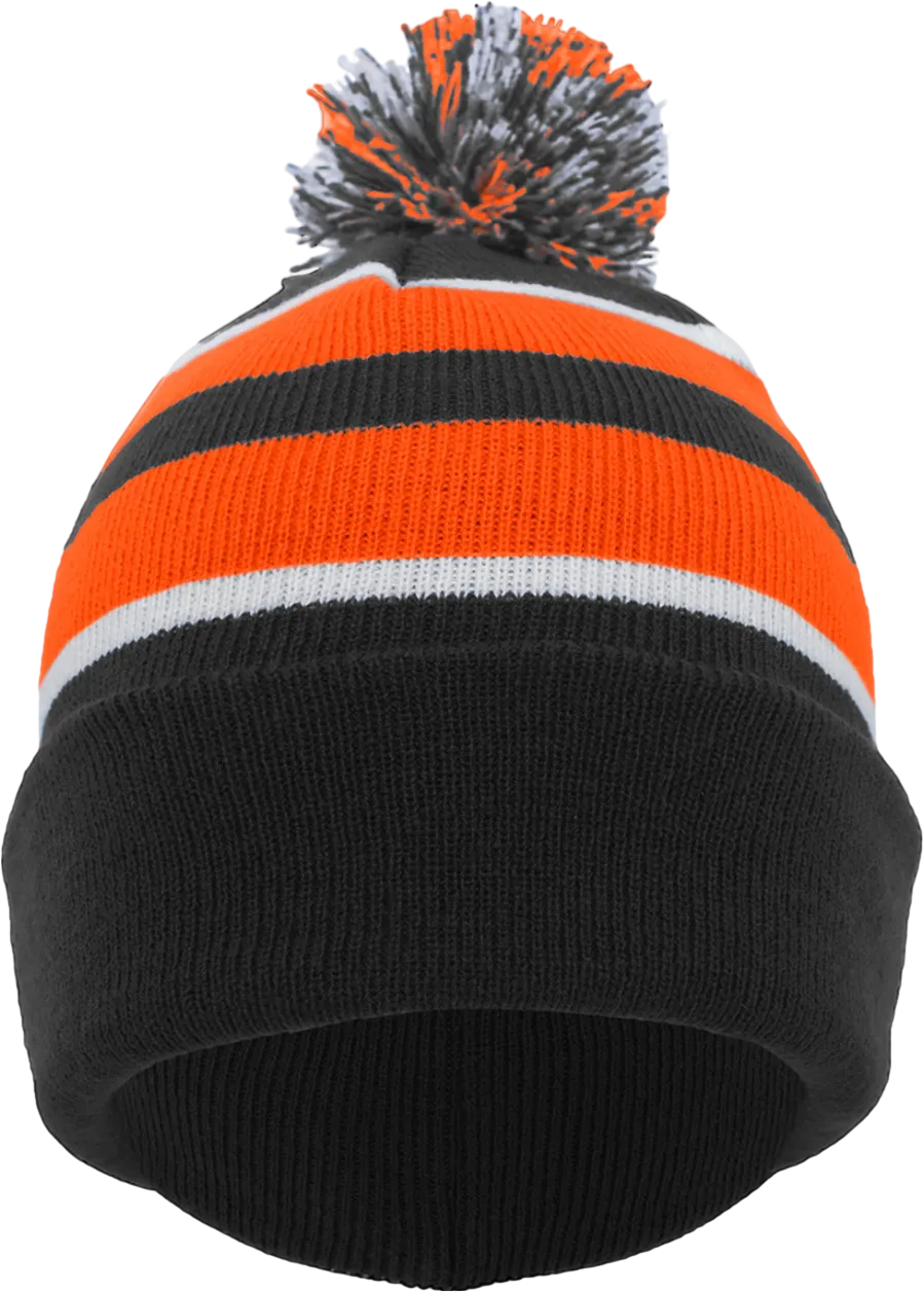 Knit Fold-Over Pom-Pom Beanie