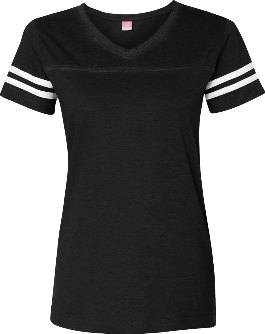 Women's Football V-Neck Fine Jersey Tee