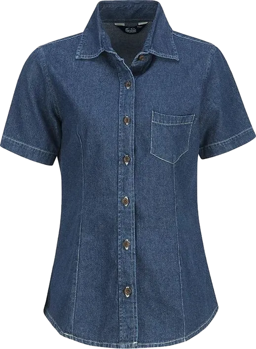 Denim Stone Short Sleeve Blouse for Women