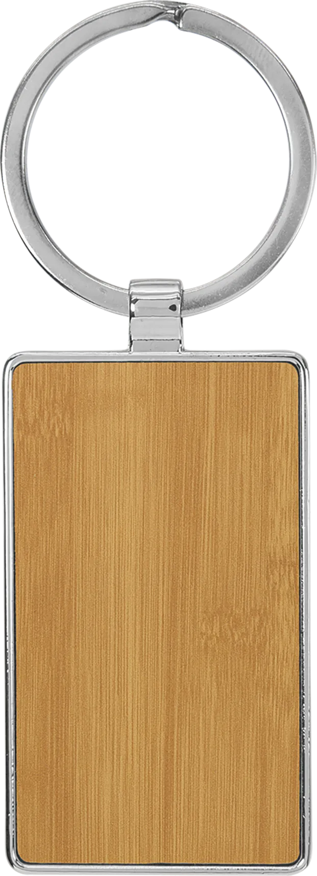 2 3/4" x 1 1/4" Laserable Leatherette/Metal Rectangle Keychain