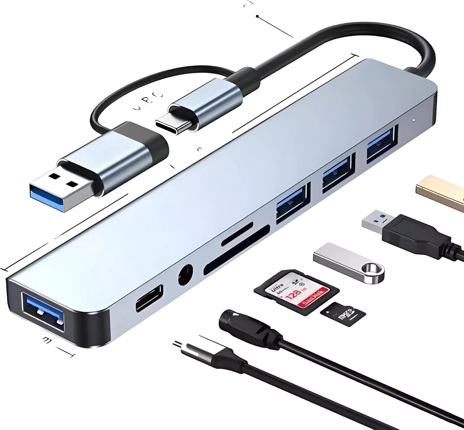 8-in-1 Ultra Slim Multiport Hub