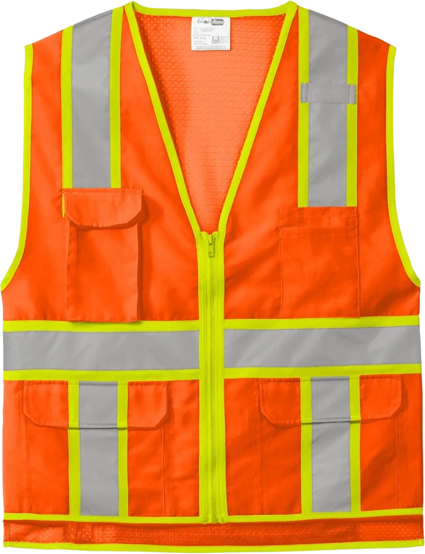 ANSI 107 Class 2 Surveyor Zippered Two-Tone Vest