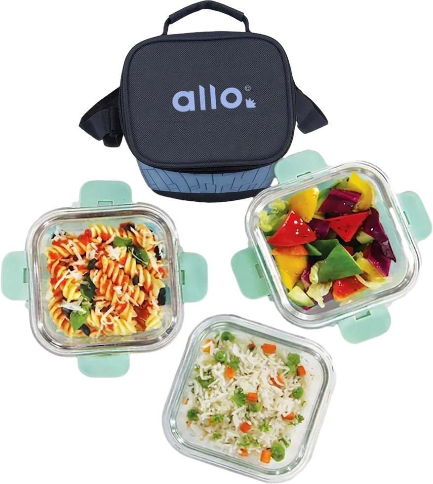 310ml x 3 Allo FoodSafe Microwave Oven Safe Glass Lunch box