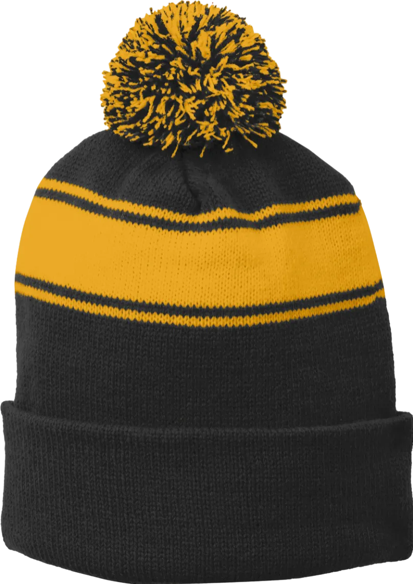 Stripe Pom Pom Beanie