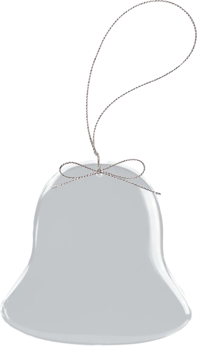 3" Clear Bell Glass Ornament with Silver String
