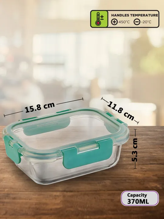 Green Solid Glass Oven Safe 3PCs Lunch Box