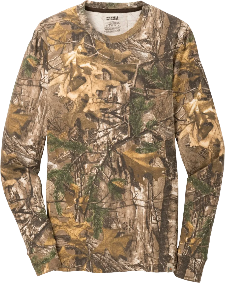 Outdoors Realtree Long Sleeve Explorer 100% Cotton T-Shirt with Pocket