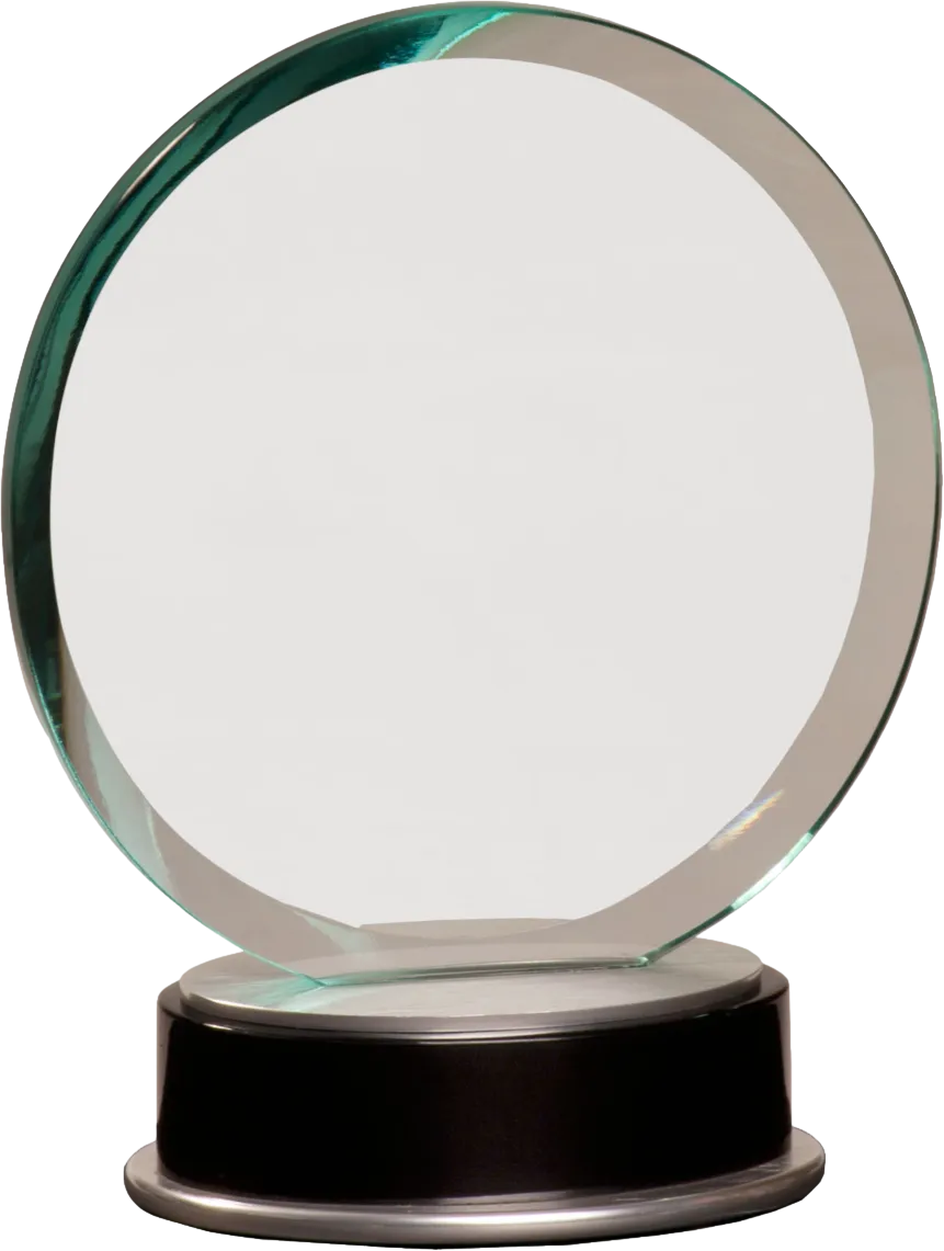 7 1/4" Jade Round Metro Glass with Silver and Black Piano Finish Base
