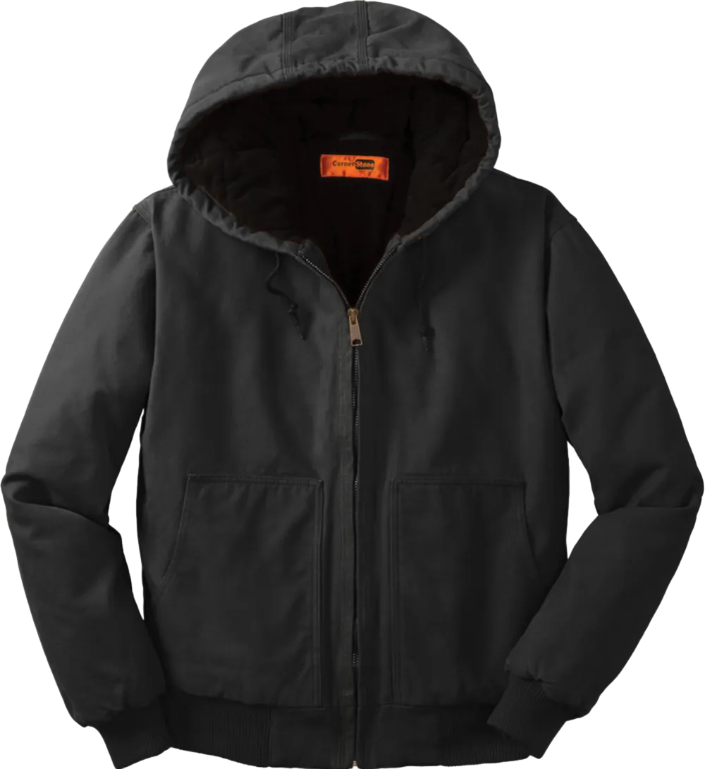 Washed Duck Cloth Insulated Hooded Work Jacket