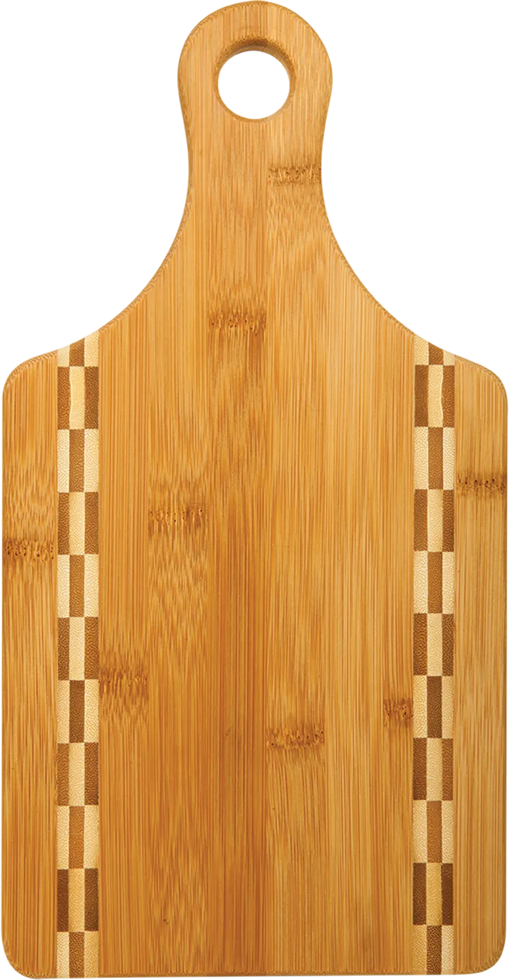 13 1/2" x 7" Paddle Shaped Bamboo Cutting Board with Butcher Block Inlay