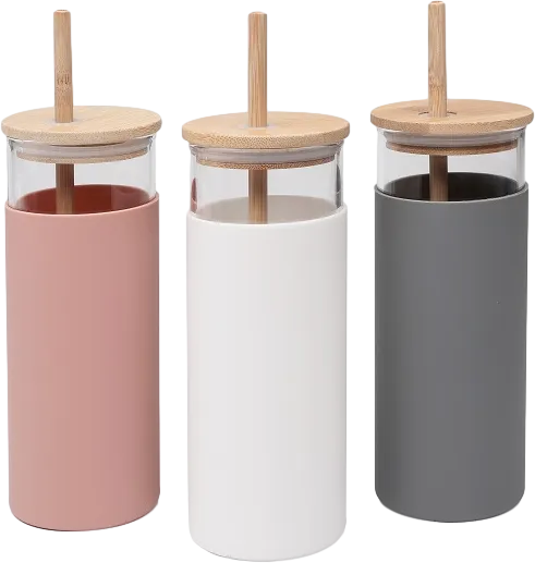 Ocean Glass Tumbler with Bamboo Lid and Straw