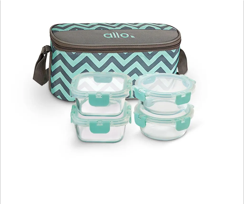 310ml x 2, 390ml x 2 Allo FoodSafe Microwave Oven Safe Glass Lunch box