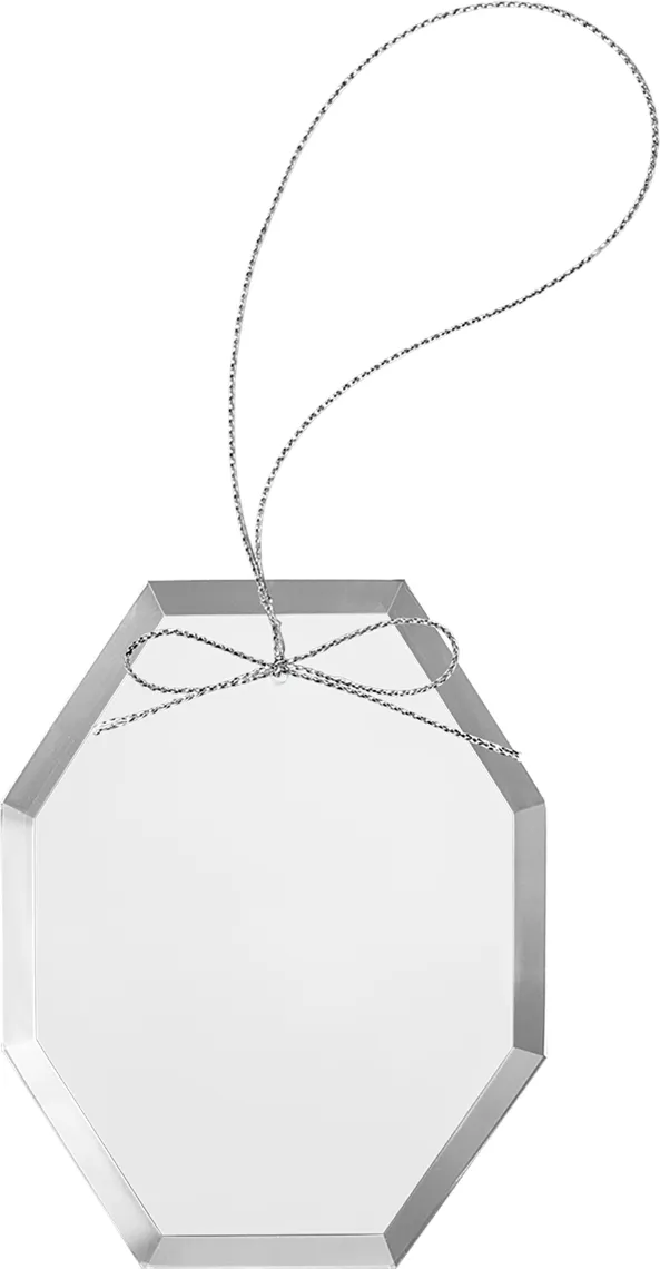 3 3/4" Clear Octagon Glass Ornament with Silver String