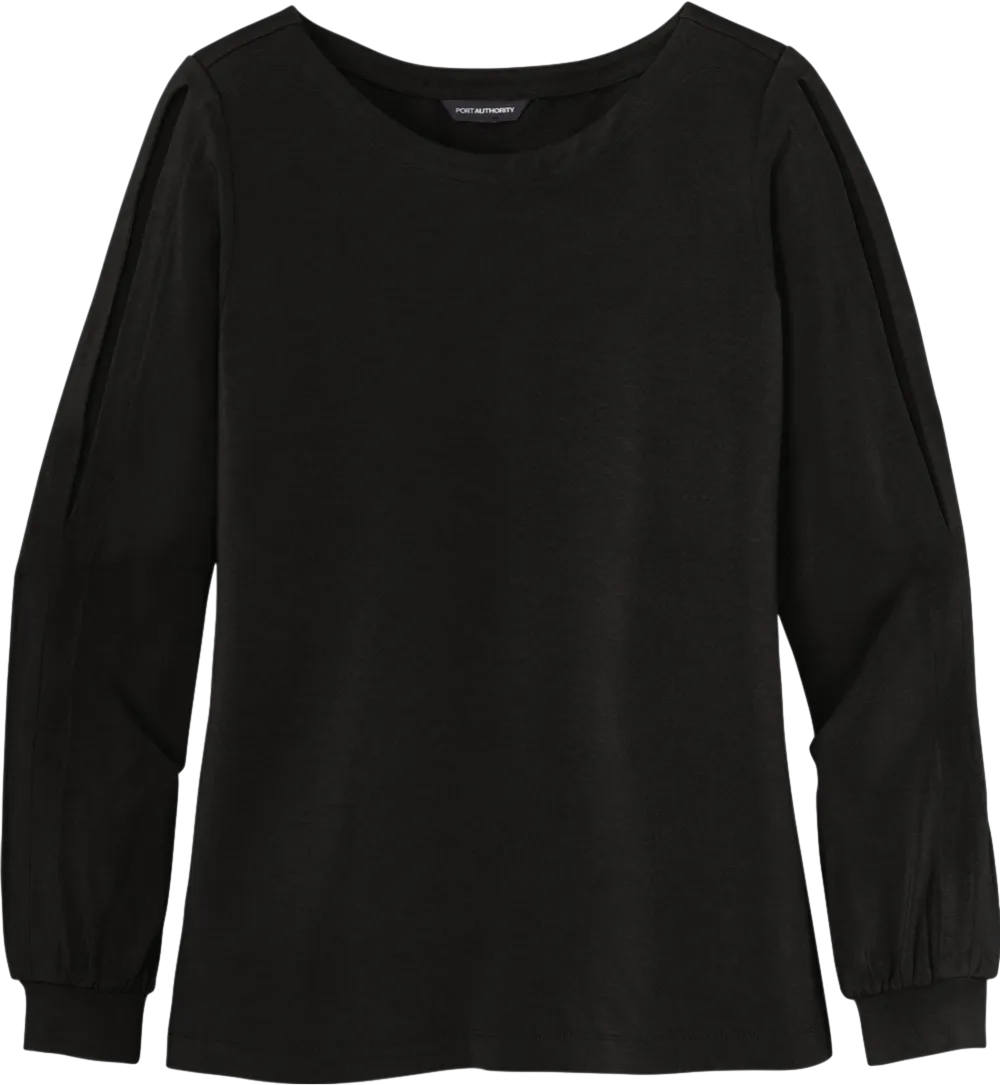 Ladies Luxe Knit Jewel Neck Top