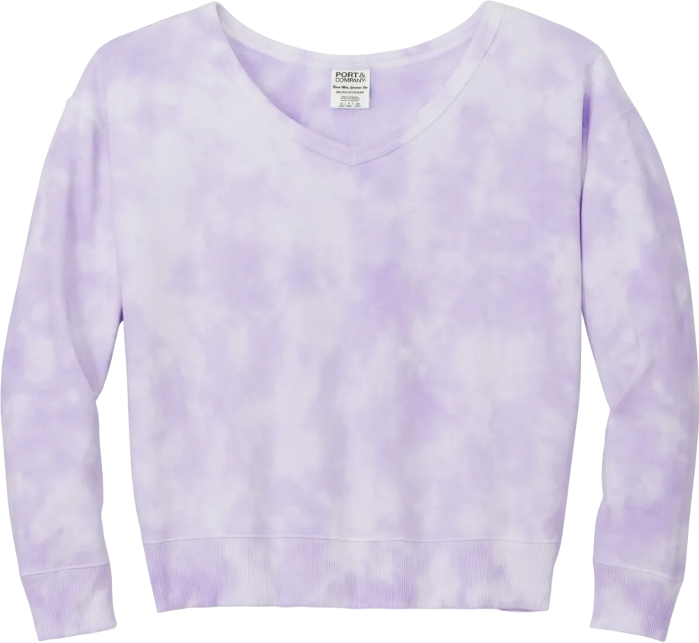 Women's Beach Wash Cloud Tie-Dye V-Neck Sweatshirt