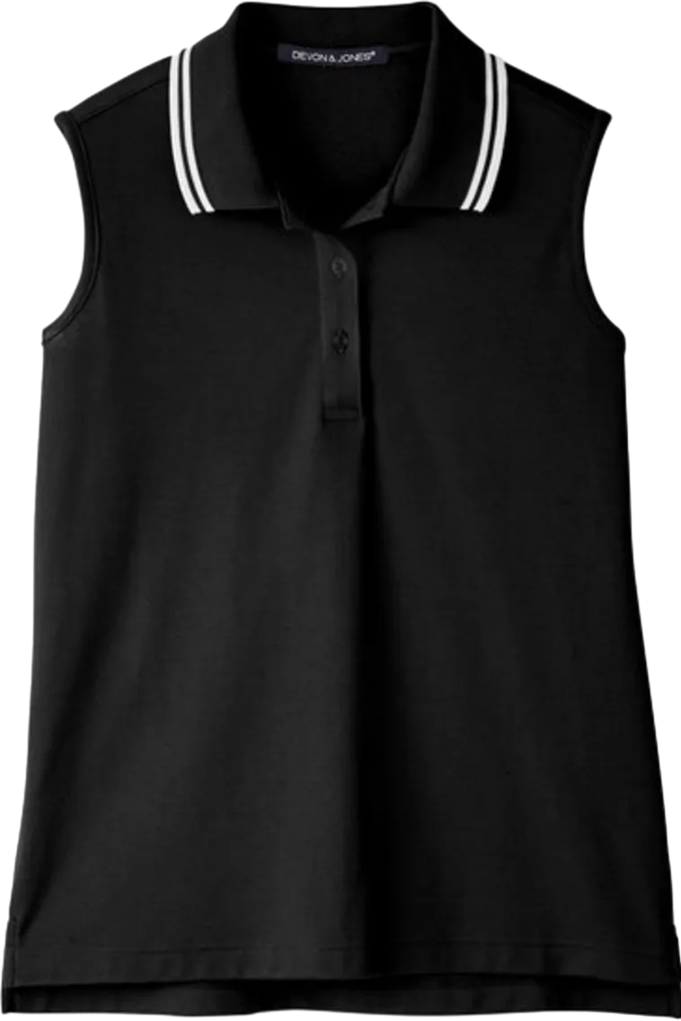 Ladies' CrownLux Performance Plaited Tipped Sleeveless Polo