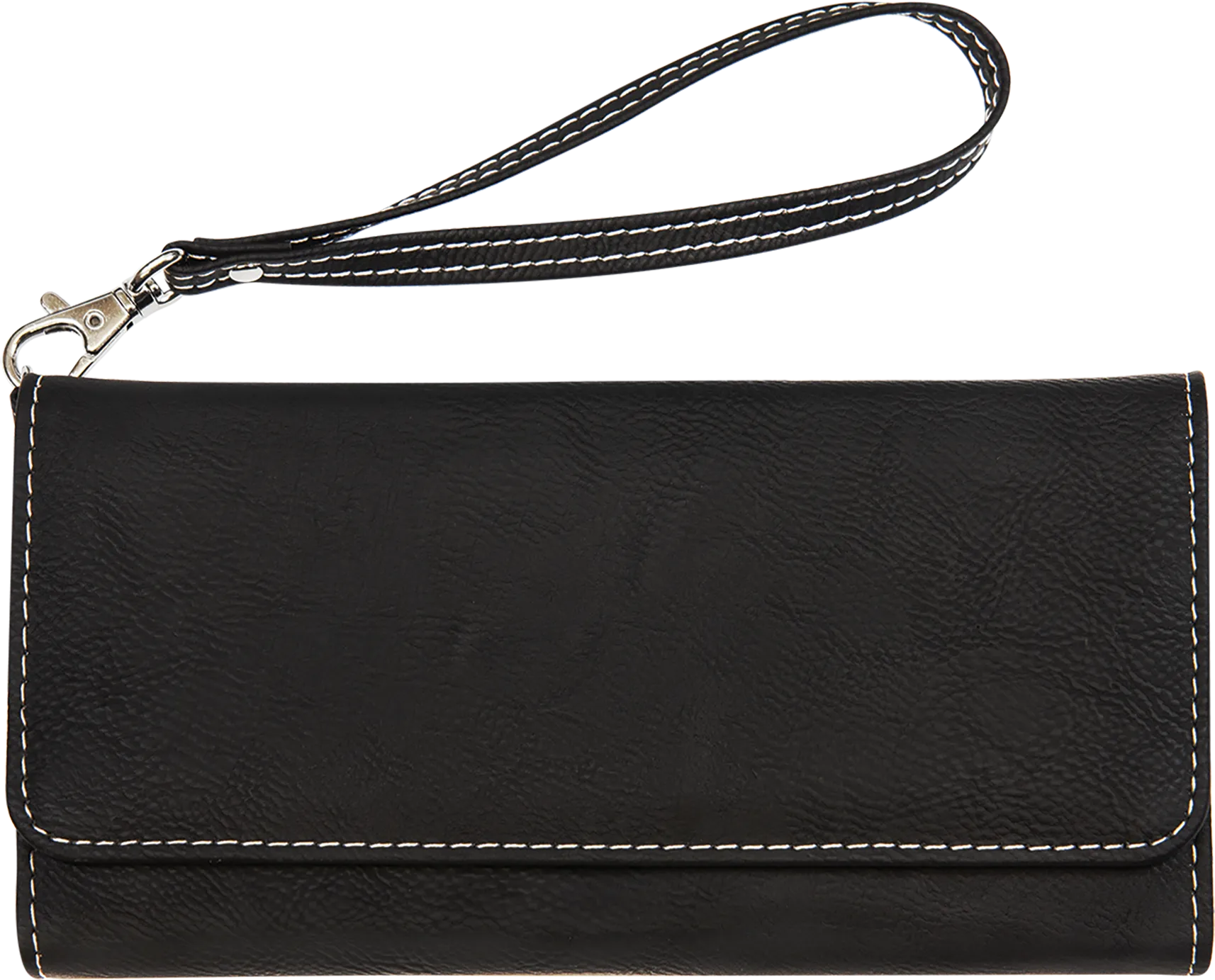 7 1/2" x 4" Laserable Leatherette Wallet with Strap