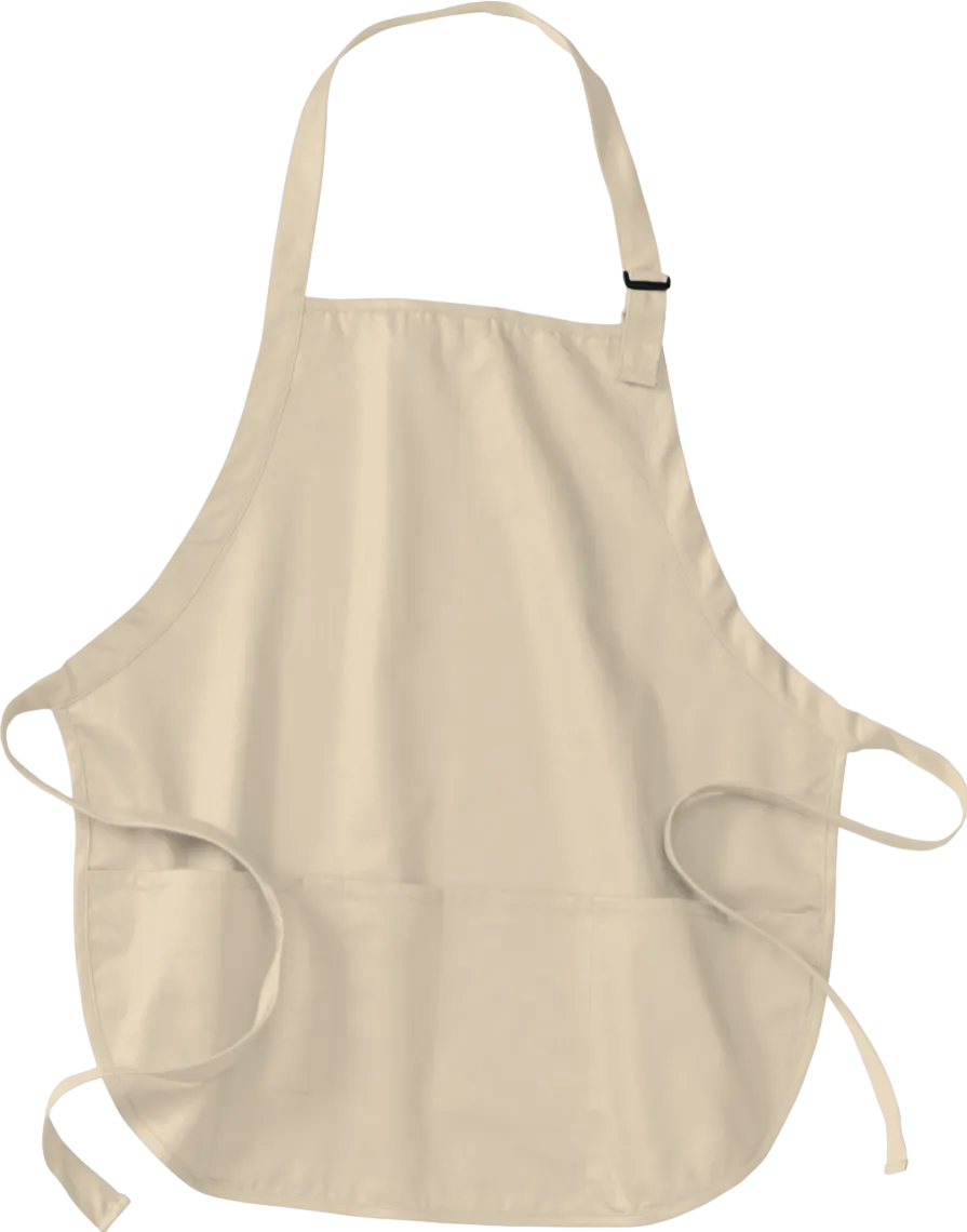 Medium-Length Apron with Pouch Pockets