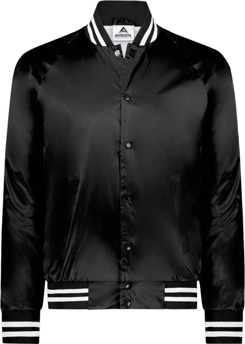 Satin Baseball Jacket Striped Trim