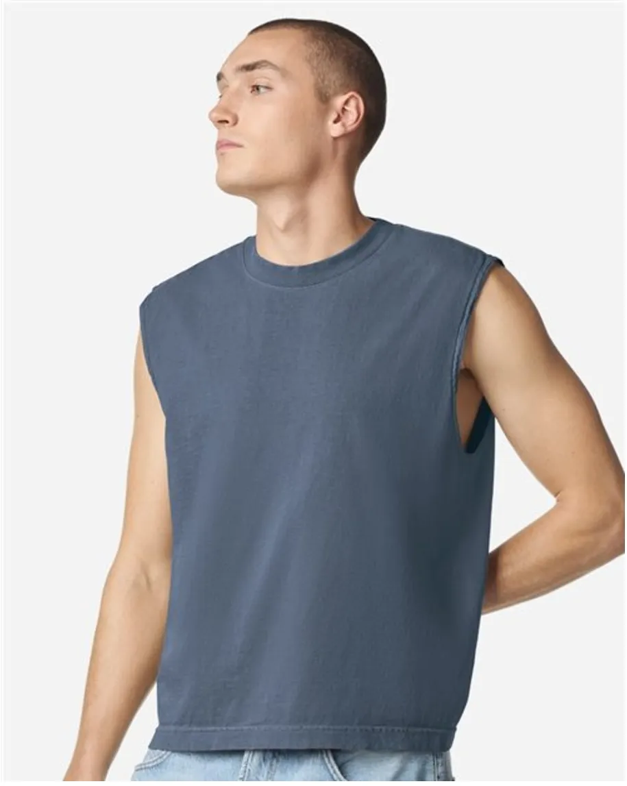 Unisex Heavyweight Cotton Garment-Dyed Mid-Length Muscle Tee