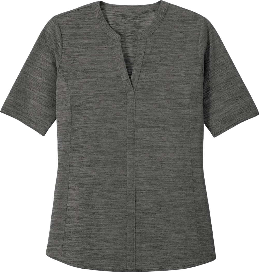 Ladies Stretch Heather Open Neck Top