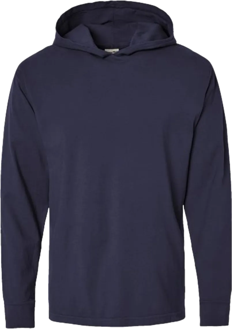Garment-Dyed Jersey Hooded Long Sleeve T-Shirt