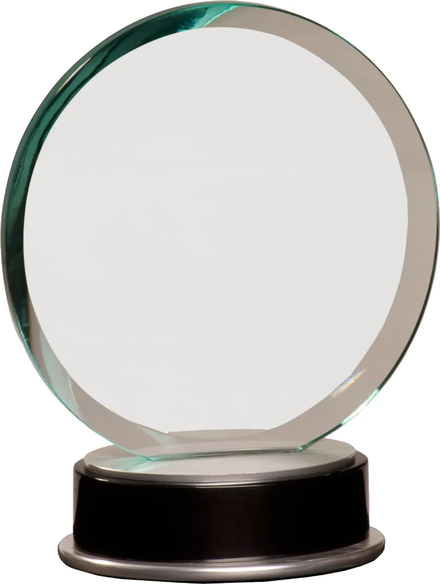 7 1/4" Jade Round Metro Glass with Silver and Black Piano Finish Base