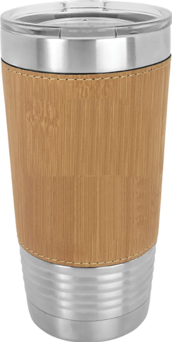 20oz Leather Insulated Tumbler with Clear Lid