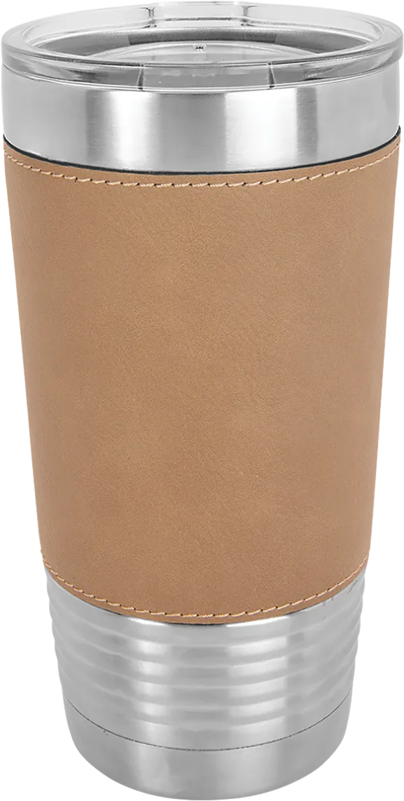 20oz Leather Insulated Tumbler with Clear Lid